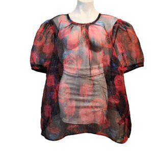 ❤️ 4/$20 Torrid organza top Women's 5x Sheer short sleeves Floral print unique
